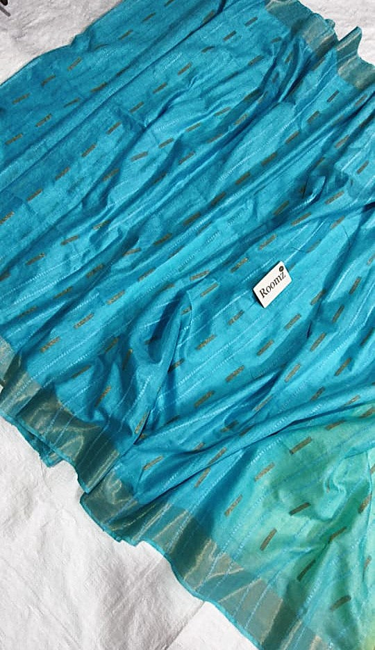 Lemon yellow contrast blouse piece with Organza Viscose saree - Roomz Fashion