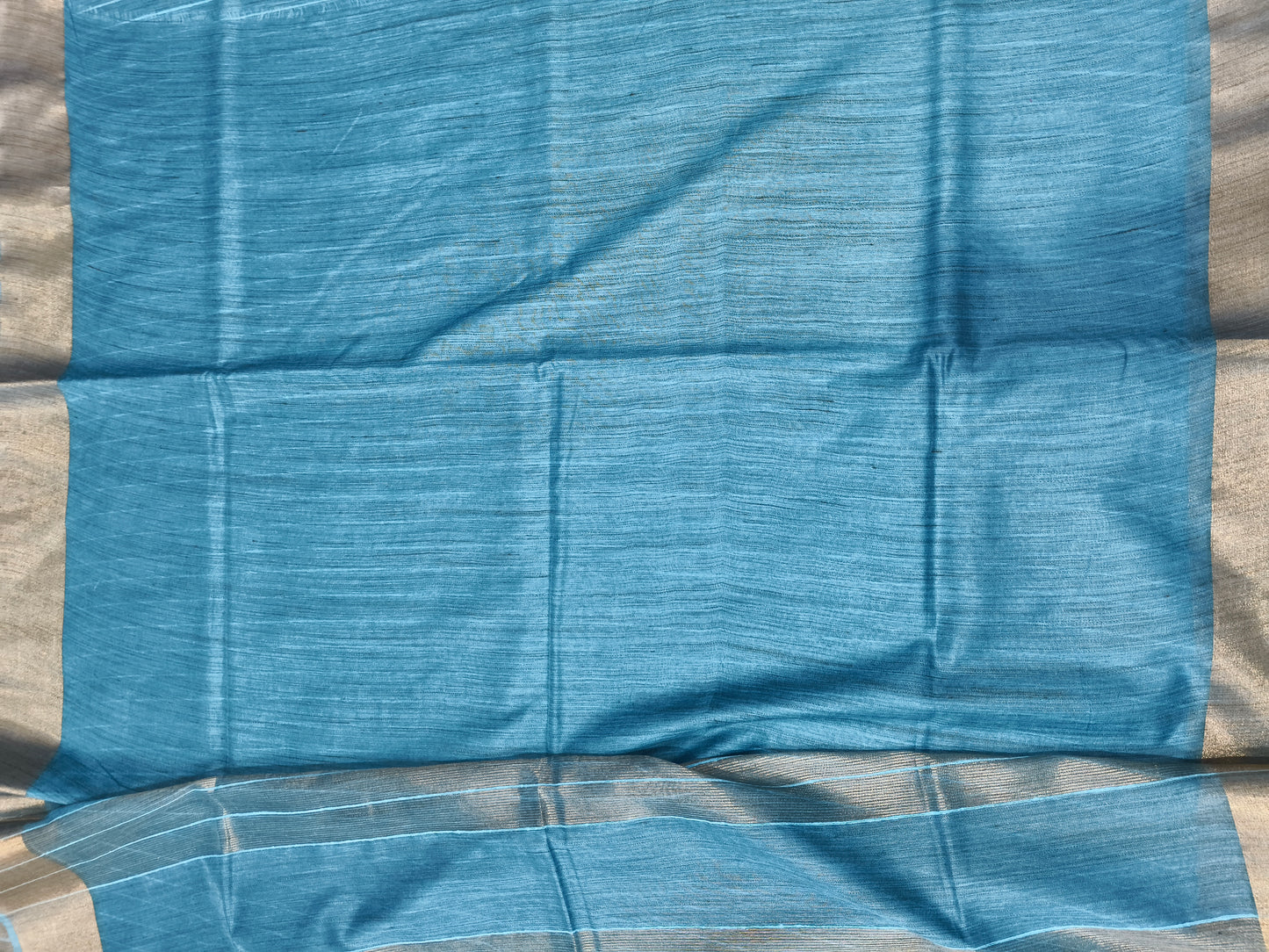 Turquoise Organza Viscose saree with matching blouse piece - Roomz Fashion
