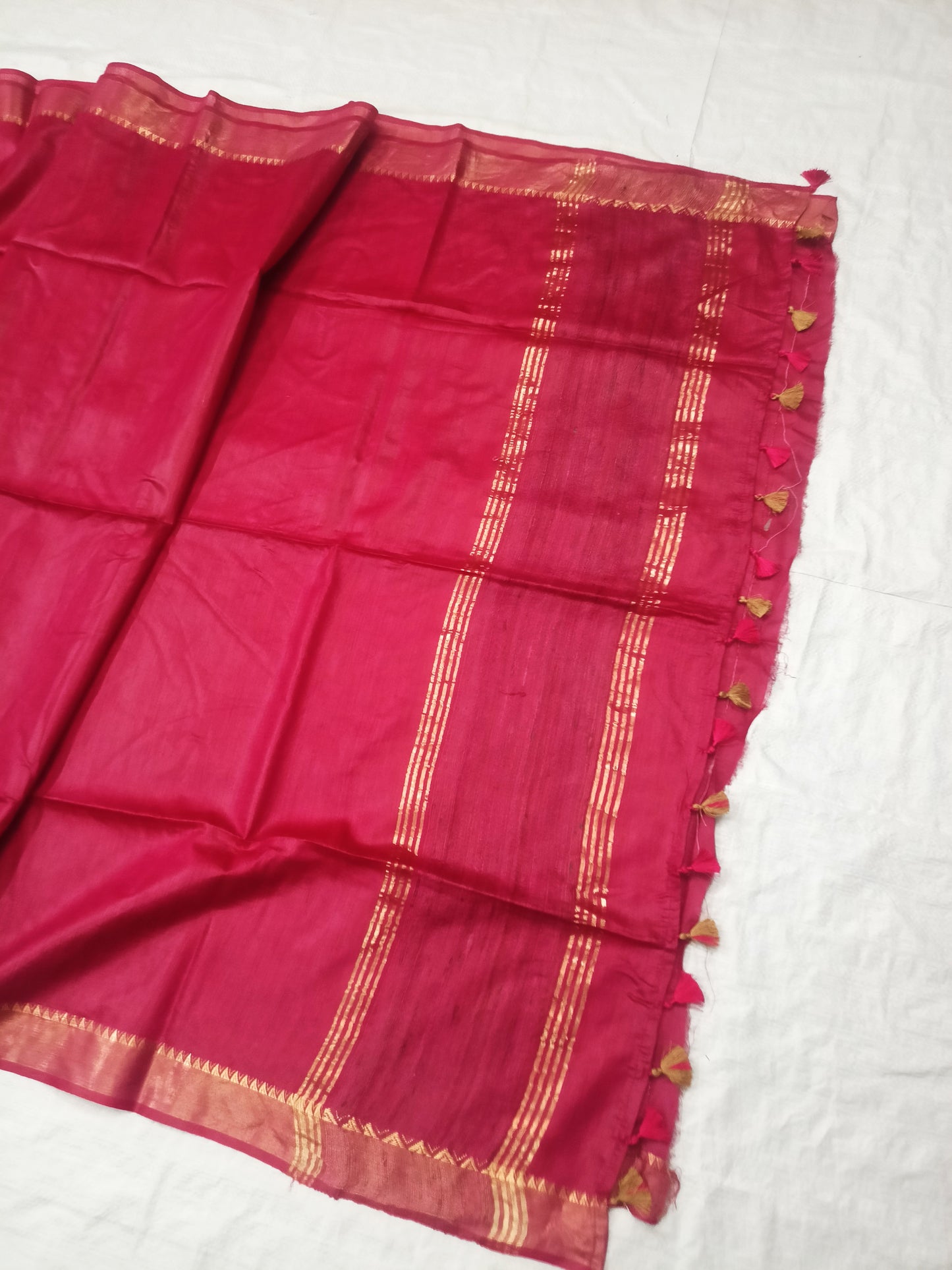 Pallu of Red Tussar silk saree