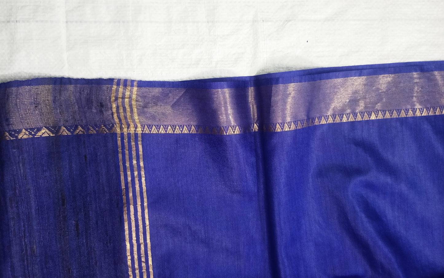 Blue Tussar silk saree with matching blouse piece