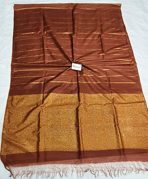 Brown Organza Viscose Saree with weaving design - Roomz Fashion