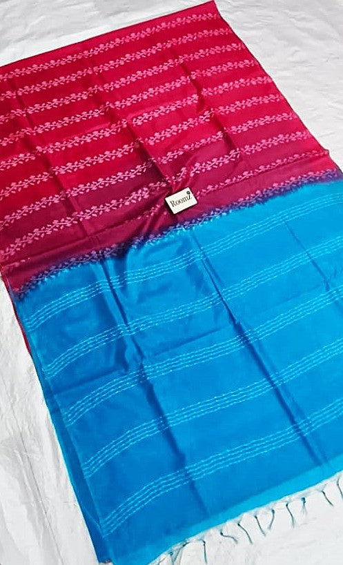 Close-up of Dobi weaving texture on Organza Viscose saree