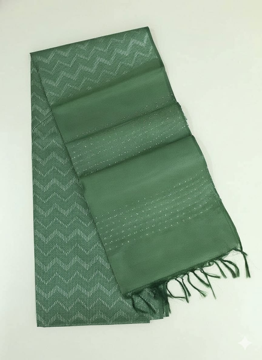 Green semi tussar silk saree with dobby weaving