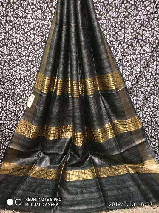 HANDWOVEN TUSSAR GHICHA SILK SAREE