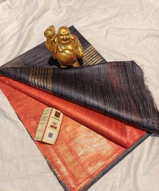 HANDWOVEN TUSSAR GHICHA SILK SAREE