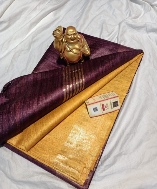 HANDWOVEN TUSSAR GHICHA SILK SAREE