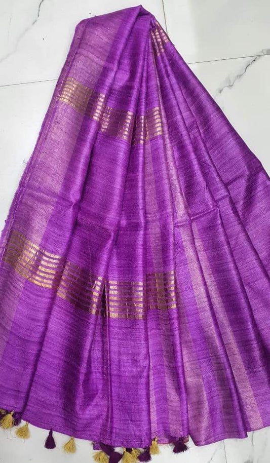 HANDWOVEN TUSSAR GHICHA SILK SAREE