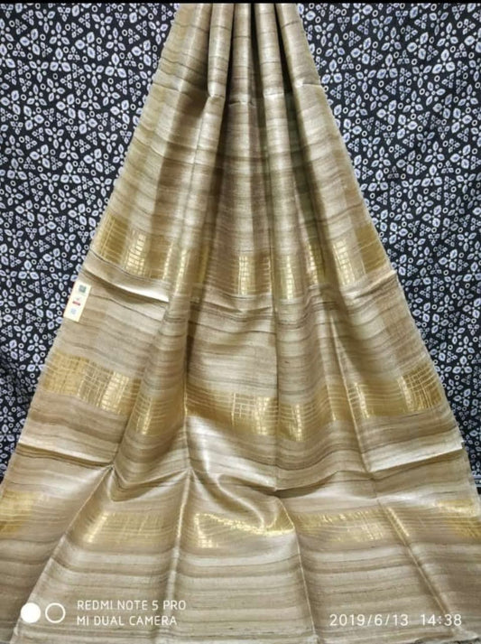HANDWOVEN TUSSAR GHICHA SILK SAREE