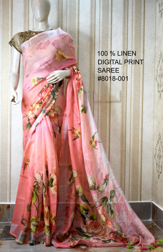DIGITAL PRINTED PURE LINEN SAREE
