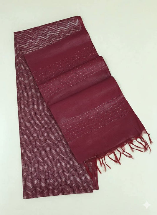 Maroon semi tussar silk saree with dobby weaving