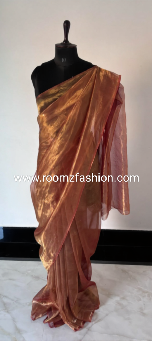 Premium maroon tissue silk saree with running blouse for wedding and festive wear