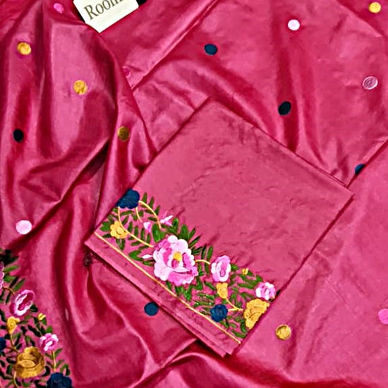 pink color pure silk saree