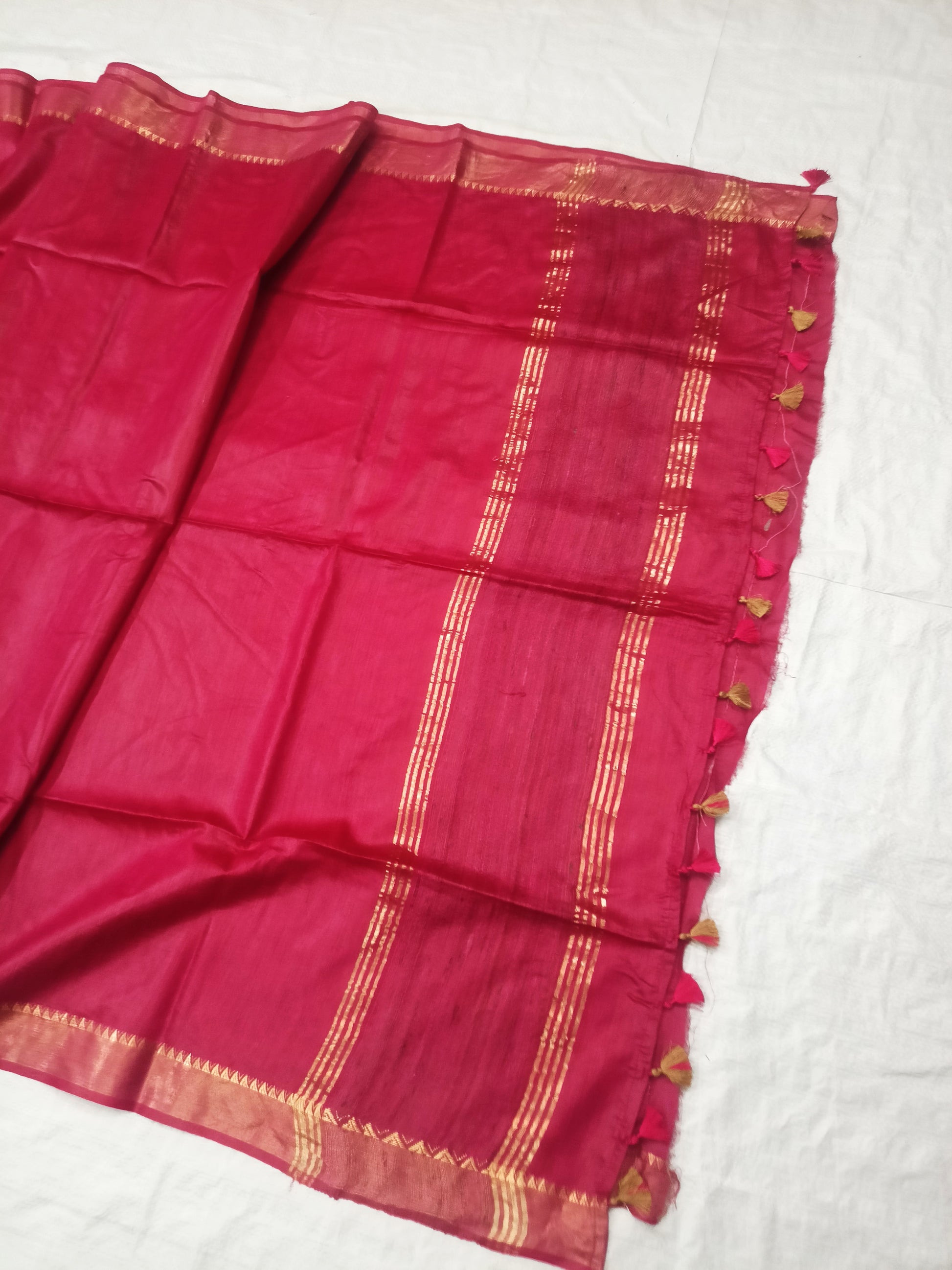 Pallu of Red Tussar silk saree 